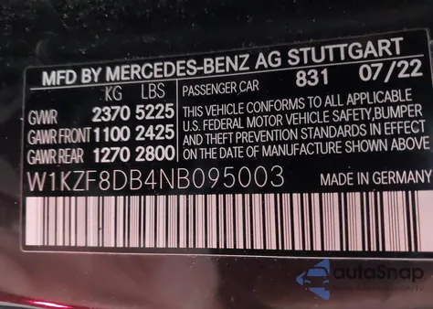 2022 Mercedes-Benz E 350 from USA, damaged, VIN W1KZF8DB4NB095003